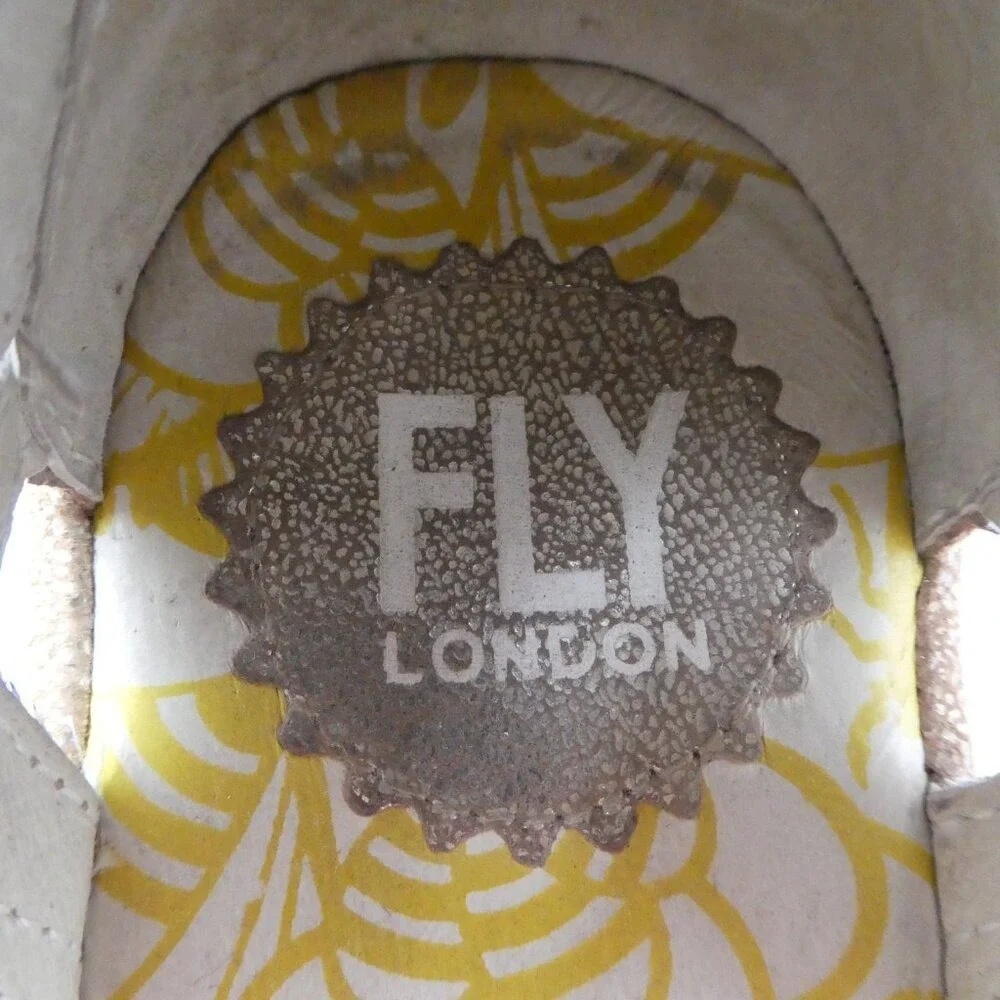 Fly London Yuke Wedge Sandals Women 38 Gold Metallic Lace Up Gladiator